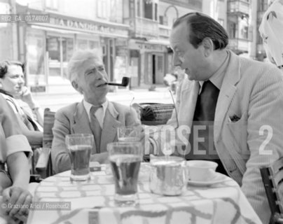 THE SCULPTOR OSSIP ZADKINE WITH THE PAINTER MASSIMO CAMPIGLI - CORTINA - 1951  © ARCHIVIO Graziano Arici/Rosebud2  / ARTE / SCULTORE / PITTORE