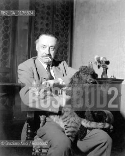 THE PAINTER ZUCCHERI - VENICE - 1949 - © ARCHIVIO Graziano Arici/Rosebud2  / ARTE / PITTORE / CANE / GATTO