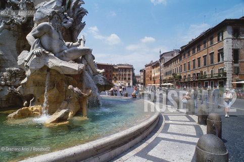 LAZIO, ROMA : PIAZZA NAVONA  - FONTANA DEI FIUMI - © 1995 Graziano Arici/Rosebud2 / GEO / BAROCCO / BERNINI