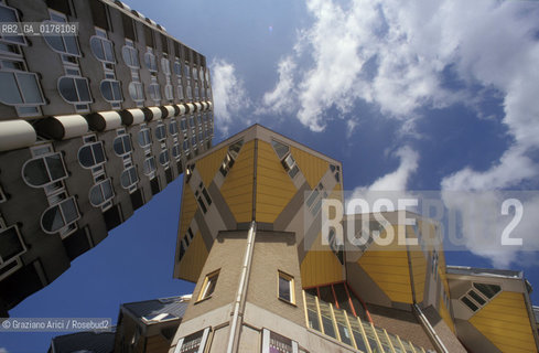 OLANDA , ROTTERDAM : LE CASE CUBICHE  E LA TORRE DI PETE BLOM   -  © 2002 Graziano Arici/Rosebud2 / ARCHITETTURA CONTEMPORANEA/ GEO