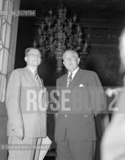 THE POLITICIAN PAUL G. HOFFMAN ( ECA ) WITH THE MINISTER ALCIDE DE GASPERI - VENICE - 1949 - © ARCHIVIO Graziano Arici/Rosebud2  / POLITICA / MINISTRO