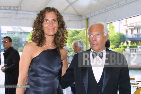 29/08/02 - 59. INTERNATIONAL FILM FESTIVAL IN VENICE LIDO :   THE FASHION STYLIST GIORGIO ARMANI WITH HIS NEPHEW ROBERTA  - © 2002 - ERREBI / FIORE -  MOSTRA DEL CINEMA / STILISTA