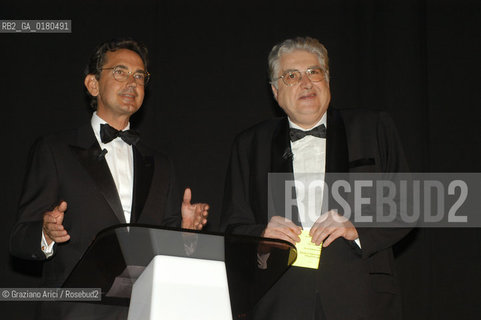 29/08/02 - 59. INTERNATIONAL FILM FESTIVAL IN VENICE LIDO :   THE PRESIDENT OF BIENNALE FRANCO BERNABE WITH THE DIRECTOR OF VENICE FILM FESTIVAL MORITZ DE HADELN  - © 2002 Graziano Arici/Rosebud2  -  MOSTRA DEL CINEMA /