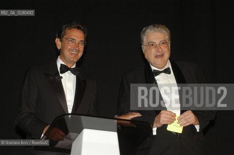 29/08/02 - 59. INTERNATIONAL FILM FESTIVAL IN VENICE LIDO :   THE PRESIDENT OF BIENNALE FRANCO BERNABE WITH THE DIRECTOR OF VENICE FILM FESTIVAL MORITZ DE HADELN  - © 2002 Graziano Arici/Rosebud2  -  MOSTRA DEL CINEMA /