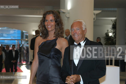 29/08/02 - 59. INTERNATIONAL FILM FESTIVAL IN VENICE LIDO :   THE FASHION STYLIST GIORGIO ARMANI WITH HER NEPHEW ROBERTA   - © 2002 - Graziano Arici/Rosebud2 -  MOSTRA DEL CINEMA / STILISTA