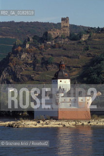 GERMANIA ( PALATINATO ) OBERWESEL IL CASTELLO PFALGRAFSTEIN :  IL FIUME RENO     - © 1996 Graziano Arici/Rosebud2 / GEO / RENO