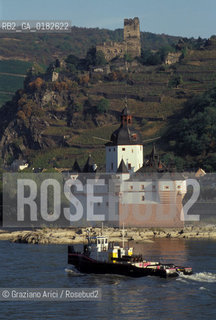 GERMANIA ( PALATINATO ) OBERWESEL IL CASTELLO PFALGRAFSTEIN :  IL FIUME RENO     - © 1996 Graziano Arici/Rosebud2 / GEO / RENO