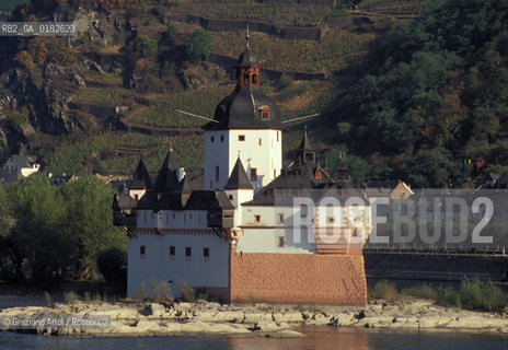 GERMANIA ( PALATINATO ) OBERWESEL IL CASTELLO PFALGRAFSTEIN :  IL FIUME RENO     - © 1996 Graziano Arici/Rosebud2 / GEO / RENO