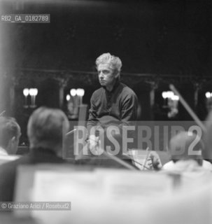 THE CONDUCTOR HERBERT VON KARAJAN AT THE LA FENICE THEATRE - VENICE  - 1970 © ARCHIVIO Graziano Arici/Rosebud2  / MUSICA / DIRETTORE DORCHESTRA / TEATRO LA FENICE