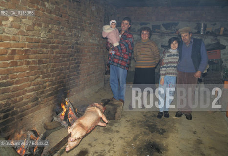 ( CROAZIA ) SLAVONIA : IL PAESE DI MINORANZA ITALIANA DI VELIKI BANOVAC  ( BANOVAC MAGGIORE ) - © 1995 Graziano Arici/Rosebud2 / GEO / LINGUA / MAIALE / GASTRONOMIA