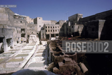 ( MAROCCO ) FEZ : STRADA DELLA MEDINA - FES EL BALI  SOUK DEI TINTORI - © 1996 Graziano Arici/Rosebud2 / GEO /