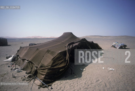 ( MAROCCO ) MAROCCO DEL SUD : ZONA PRESEDERTICA DEL TAFILALET  - OASI DI RISSANI - © 1996 Graziano Arici/Rosebud2 / GEO / ERG CHEBBI / POPOLAZIONI BERBERE NOMADI / TENDA