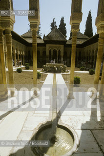 ( SPAGNA  ) ANDALUSIA  GRANADA  : IL PALAZZO DELLALHAMBRA PATIO DE LOS LEONES    © 1990 Graziano Arici/Rosebud2 / GEO / ARCHITETTURA ARABO ANDALUSA FONTANA ACQUA