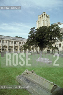 ( GRAN BRETAGNA  )  WELLS : LA CATTEDRALE    © 1990 Graziano Arici/Rosebud2 / GEO / SOMERSET / ARCHITETTURA GOTICA CIMITERO