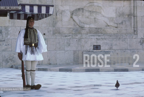 ( GRECIA  ) ATENE :MONUMENTO AL MILITE IGNOTO  - © 1990 Graziano Arici/Rosebud2 / GEO / SOLDATO EUZONES / UCCELLO / PICCIONE / COLOMBO
