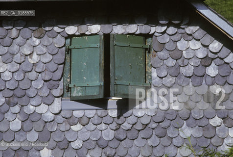 ( SVIZZERA CONFEDERAZIONE ELVETICA  ) CANTONE DI VAUD  VILLAGGIO DI LES AVANTS : FINESTRA E TETTO  © 1995 Graziano Arici/Rosebud2 / GEO TEGOLA