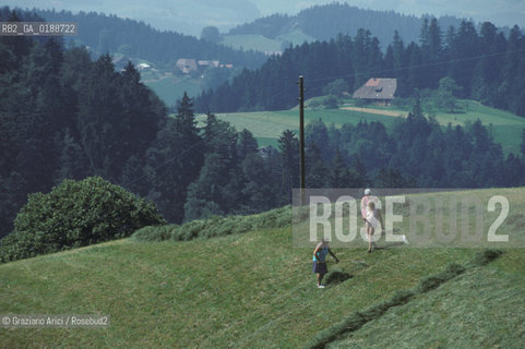 ( SVIZZERA CONFEDERAZIONE ELVETICA  ) CANTONE DI ZURIGO VALLE DELLEMMENTHAL : LAVORO IN CAMPAGNA  © 1995 Graziano Arici/Rosebud2 / GEO