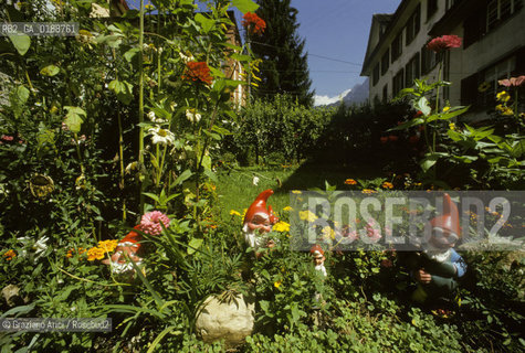 ( SVIZZERA CONFEDERAZIONE ELVETICA  ) CANTONE DI SCHWYZ SCHWYZ : NANI E GNOMI IN UNA ZONA RESIDENZIALE   © 1995 Graziano Arici/Rosebud2 / GEO