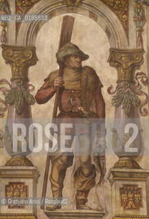 ( SVIZZERA CONFEDERAZIONE ELVETICA  )  CANTONE DI SCIAFFUSA STEIN AM RHEIN :  AFFRESCO DI UNA CASA IN PIAZZA DEL MUNICIPIO  © 1995 Graziano Arici/Rosebud2 / GEO PESCA PESCATORE