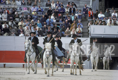 ( FRANCIA  )  PROVENCE-ALPES-COTE DAZUR ARLES : SPETTACOLO FOLKLORISTICO IN ARENA  © 1999 Graziano Arici/Rosebud2 / GEO COSTUME CAVALLO GUARDIANS