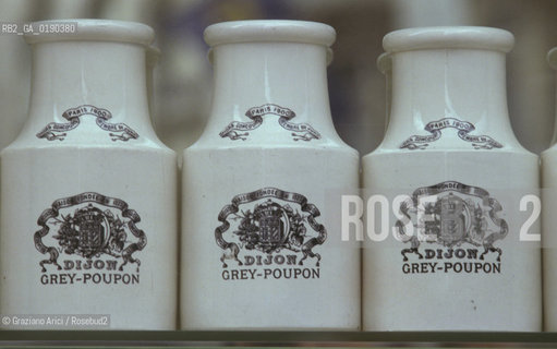 ( FRANCIA  )  BORGOGNA DIGIONE : VASI DI MOSTARDA SENAPE  © 1999 Graziano Arici/Rosebud2 / GEO GASTRONOMIA