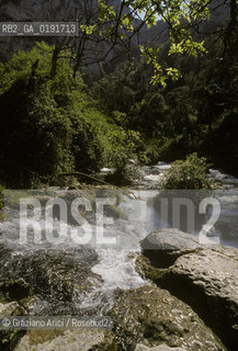 ( FRANCIA  )  PROVENCE-ALPES-COTE DAZUR FONTAINE-DE-VAUCLUSE : LA SORGENTE DEL FIUME SORGUE CANTATA DAL PETRARCA © 1999 Graziano Arici/Rosebud2 / GEO LETTERATURA ACQUA