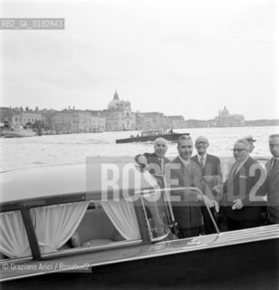 ON. ALDO MORO IN VENICE WITH THE MAYOR FAVARETTO FISCA - 1962 - © ARCHIVIO Graziano Arici/Rosebud2  /  POLITICA /  SINDACO / MOTOSCAFO