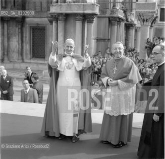 THE CARDINAL ALBINO LUCIANI WITH THE POPE PAOLO VI IN VENICE - 1972 - © ARCHIVIO Graziano Arici/Rosebud2  / RELIGIONE / CARDINALE PATRIARCA / PAPA / PIAZZA SAN MARCO
