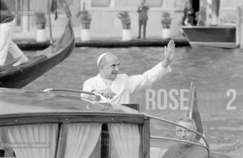 THE CARDINAL ALBINO LUCIANI WITH THE POPE PAOLO VI IN VENICE - 1972 - © ARCHIVIO Graziano Arici/Rosebud2  / RELIGIONE / CARDINALE PATRIARCA / PAPA / MOTOSCAFO