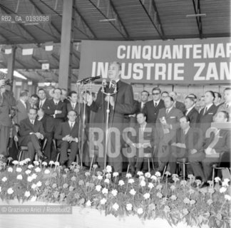 PORDENONE:  CEREMONY FOR THE 50TH ANNIVERSARY OF THE INDUSTRIE ZANUSSI - ON.ALDO MORO AND LINO AND GUIDO ZANUSSI - 1962 - © ARCHIVIO Graziano Arici/Rosebud2  /  ECONOMIA / INDUSTRIA / CERIMONIA PER IL 50 ANNIVERSARIO / POLITICA