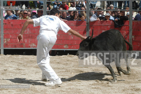 ( FRANCIA  )  PROVENCE-ALPES-COTE DAZUR ARLES : FERIA DI PASQUA SPETTACOLO FOLKLORISTICO COURSE CAMARGUES © 1999 Graziano Arici/Rosebud2 / GEO  GUARDIANS TORO