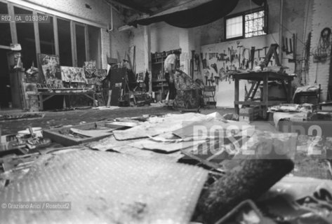 IL PITTORE EMILIO VEDOVA NEL SUO STUDIO - VENEZIA - 1979 - ©Graziano Arici/Rosebud2 / ARTE