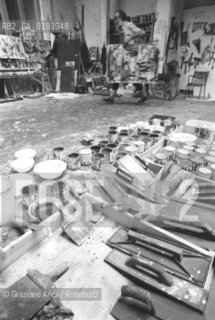 IL PITTORE EMILIO VEDOVA NEL SUO STUDIO - VENEZIA - 1979 - ©Graziano Arici/Rosebud2 / ARTE