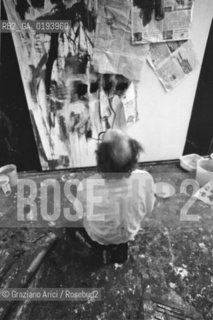 IL PITTORE EMILIO VEDOVA NEL SUO STUDIO - VENEZIA - 1987 - ©Graziano Arici/Rosebud2 / ARTE