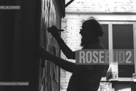 IL PITTORE EMILIO VEDOVA NEL SUO STUDIO - VENEZIA - 1987 - ©Graziano Arici/Rosebud2 / ARTE