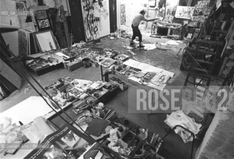 IL PITTORE EMILIO VEDOVA NEL SUO STUDIO - VENEZIA - 1987 - ©Graziano Arici/Rosebud2 / ARTE