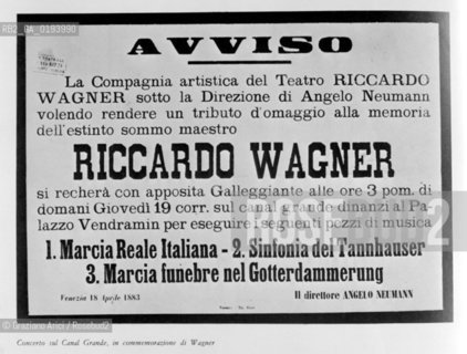CONCERTO IN COMMEMORAZIONE DEL COMPOSITORE TEDESCO RICHARD WAGNER ( 1813 - 1883 ) VENEZIA © 1983 ARCHIVIO Graziano Arici/Rosebud2 / MUSICA CLASSICA / GIORNALE