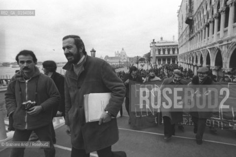 IL POLITICO MARIO CAPANNA ALLA MANIFESTAZIONE ANTINUCLEARE  - VENEZIA - 1979 - ©Graziano Arici/Rosebud2 / POLITICO
