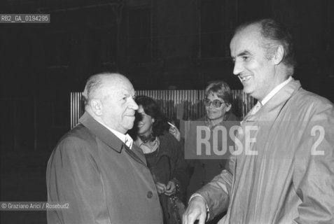 IL COMPOSITORE LUIGI NONO CON VITTORIO VIDALI , COMANDANTE DELLE BRIGATE INTERNAZIONALI DURANTE LA GUERRA CIVILE SPAGNOLA , SOPRANNOME  CARLOS   - VENEZIA - 1980 - ©Graziano Arici/Rosebud2 / MUSICA CLASSICA / POLITICA