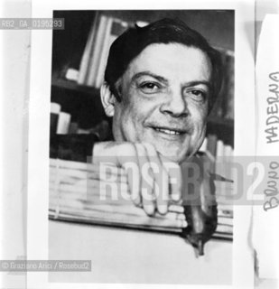 IL COMPOSITORE BRUNO MADERNA - VENEZIA -  © 1983 ARCHIVIO Graziano Arici/Rosebud2 / MUSICA CLASSICA /  La cessione dei diritti si intende per quanto di nostra competenza; non comprende invece le eventuali spese relative a diritti che potranno essere richiesti dagli Enti cui appartengono le opere riprese. Tali costi, ove neccessari, e lÕespletamento di qualsivoglia pratica di richiesta permessi sono esclusivamente  a  carico del committente. .