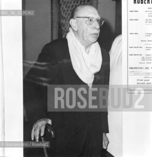 IL COMPOSITORE IGOR STRAVINSKIJ AL TEATRO LA FENICE - VENEZIA  © 1983 ARCHIVIO Graziano Arici/Rosebud2 / MUSICA CLASSICA /  La cessione dei diritti si intende per quanto di nostra competenza; non comprende invece le eventuali spese relative a diritti che potranno essere richiesti dagli Enti cui appartengono le opere riprese. Tali costi, ove neccessari, e lÕespletamento di qualsivoglia pratica di richiesta permessi sono esclusivamente  a  carico del committente. .