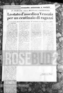 VENEZIA CONTESTAZIONE DEL 68 ARTICOLO DEL GIORNALE AVANTI  © 1968 Graziano Arici/Rosebud2