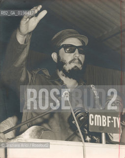 CUBA, HAVANA 15 FEBRUARY 1959, THE PRESIDENT OF REPUBLIC OF CUBA, FIDEL CASTRO RUZ  MAKES A SPEECH TO BOYCOTT THE SHELL PETROLEUM COMPANY - ARCHIVIO Graziano Arici/Rosebud2 / IL PRESIDENTE DELLA REPUBBLICA DI CUBA TIENE UN DISCORSO PER BOICOTTARE LA COMPAGNIA PETROLIFERA / POLITICA