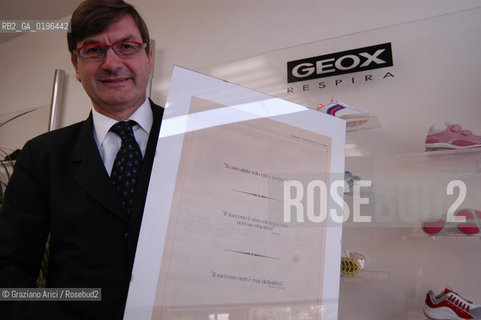 CROCETTA DEL MONTELLO (TREVISO) IL PRESIDENTE DELLA FABBRICA DI SCARPE GEOX MARIO MORETTI POLEGATO PRESIDENT OF SHOES FACTORY GEOX ©Graziano Arici/Rosebud2 SCARPA INDUSTRIALE ECONOMIA