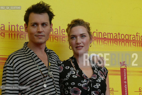 04_09_04 VENICE - 61¡ FILM FESTIVAL - FILM FINDING NEVERLAND. THE ACTORS KATE WINSLET AND JOHNNY DEPP.©Graziano Arici/Rosebud2 CINEMA