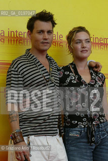 04_09_04 VENICE - 61¡ FILM FESTIVAL - FILM FINDING NEVERLAND. THE ACTORS KATE WINSLET AND JOHNNY DEPP.©Graziano Arici/Rosebud2 CINEMA