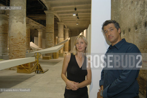 VENEZIA 30/08/04  - BIENNALE ARCHITETTURA :GLI ARCHITETTI HANY RASHID E LA MOGLIE LISE ANNE COUTURE ( ASYMPTOTE) ©Graziano Arici/Rosebud2 ARCHITETTO