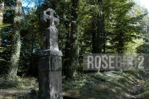 ( SPAGNA - SPAIN)  PAESI BASCHI - BASQUE LAND - VIZCAYA  NAVARRA RONCISVALLE - ORREAGA : A CROSS  ON THE WAY TO SANTIAGO DE COMPOSTELA  .© 2004 Graziano Arici/Rosebud2 / GEO PELLEGRINAGGIO CAMINO CROCE