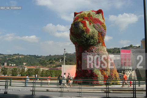 ( SPAGNA - SPAIN) BASQUE LAND VIZCAIA PAESI BASCHI : BILBAO : THE GUGGENHEIM MUSEUM DI FRANK GEHRY PUPPY BY JEFF KOONS -  © 2004 Graziano Arici/Rosebud2 / GEO MUSEO ARCHITETTURA CONTEMPORANEA METALLO GATTO.