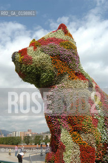 ( SPAGNA - SPAIN) BASQUE LAND VIZCAIA PAESI BASCHI : BILBAO : THE GUGGENHEIM MUSEUM DI FRANK GEHRY PUPPY BY JEFF KOONS -  © 2004 Graziano Arici/Rosebud2 / GEO MUSEO ARCHITETTURA CONTEMPORANEA METALLO GATTO.